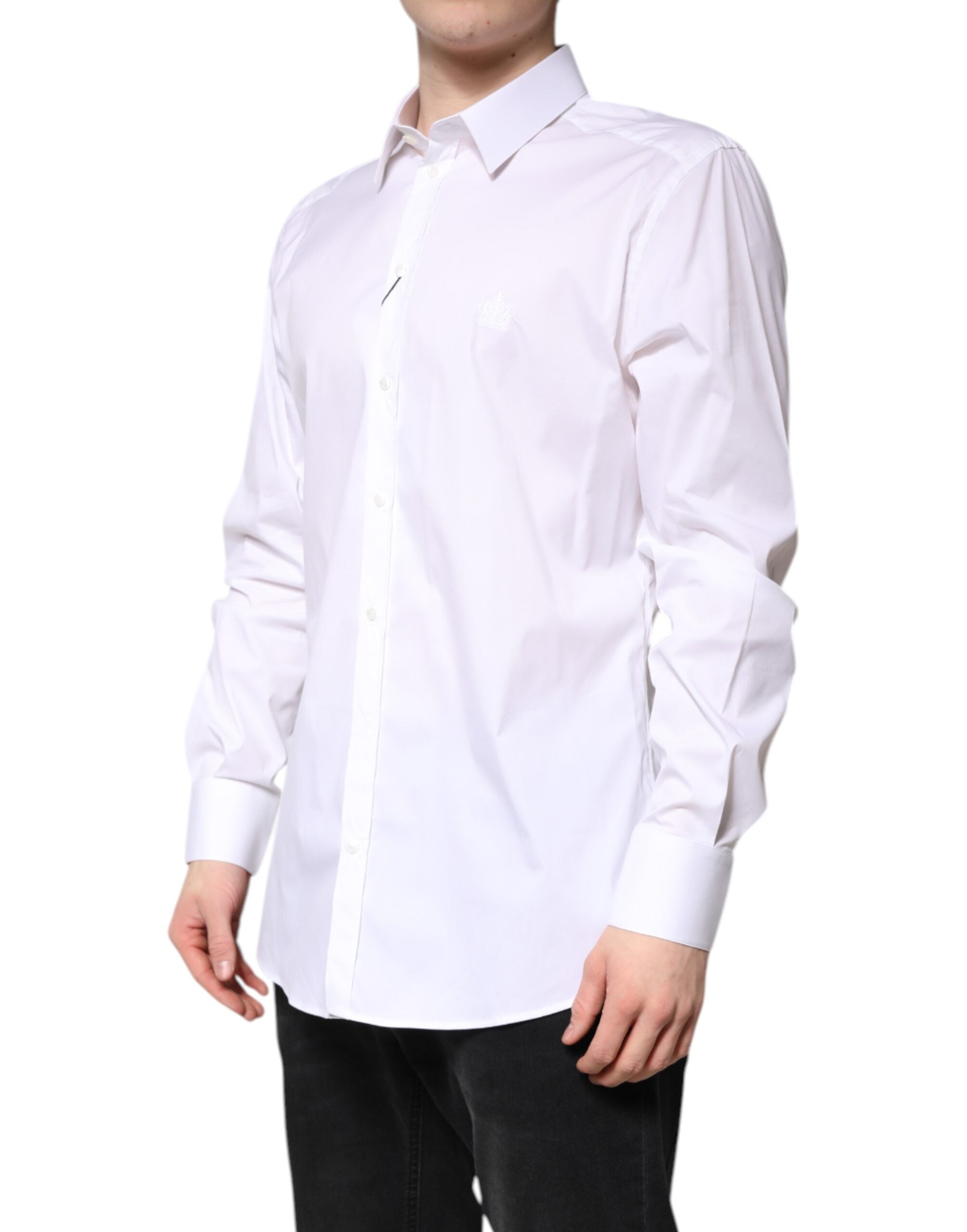 Dolce & Gabbana White Cotton GOLD Men's Dress Formal Shirt